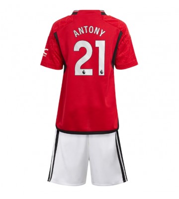 Manchester United Antony #21 Koszulka Podstawowych Dziecięca 2023-24 Krótki Rękaw (+ Krótkie spodenki)